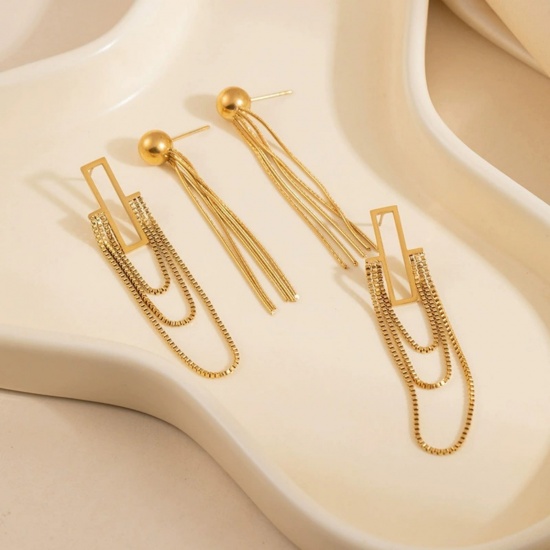 Picture of Wholesale Exquisite Stylish Tassel Earrings, 18K Gold Plated 304 Stainless Steel, Women's Eco-friendly PVD Gift Jewelry Supply