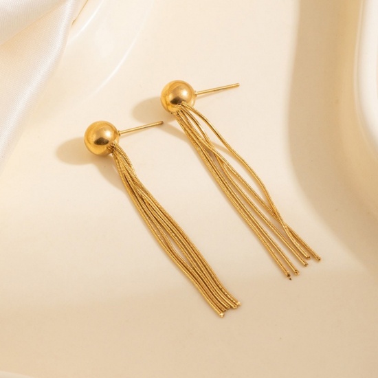 Picture of Wholesale Exquisite Stylish Tassel Earrings, 18K Gold Plated 304 Stainless Steel, Women's Eco-friendly PVD Gift Jewelry Supply