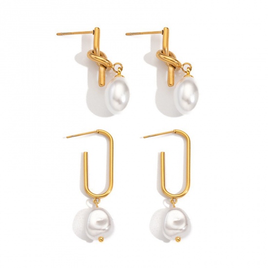 Picture of Wholesale Exquisite Stylish Ear Post Stud Earrings, 18K Gold Plated 304 Stainless Steel, Women's Eco-friendly PVD Gift Jewelry Supply