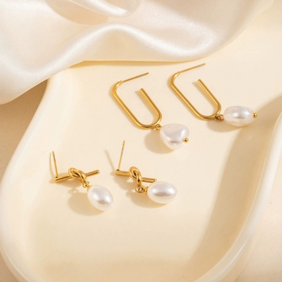 Picture of Wholesale Exquisite Stylish Ear Post Stud Earrings, 18K Gold Plated 304 Stainless Steel, Women's Eco-friendly PVD Gift Jewelry Supply