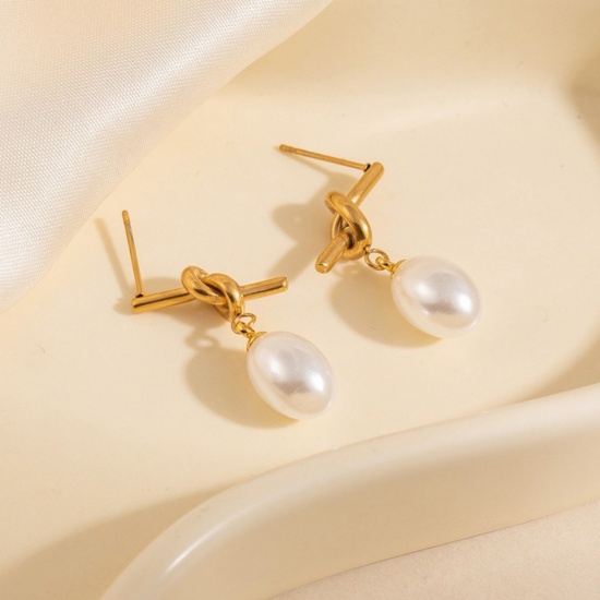 Picture of Wholesale Exquisite Stylish Ear Post Stud Earrings, 18K Gold Plated 304 Stainless Steel, Women's Eco-friendly PVD Gift Jewelry Supply