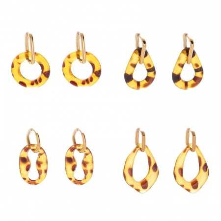 Immagine di Squisito Elegante Orecchino All'Ingrosso, Ambra Placcato Oro 18K 304 Acciaio Inossidabile, Donne PVD Ecologica Regalo Fornitura di Gioielli, 1 Paio