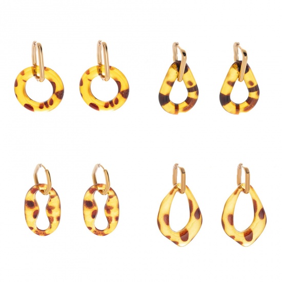 Picture of Wholesale Exquisite Stylish Earrings, Amber 18K Gold Plated 304 Stainless Steel, Women's Eco-friendly PVD Gift Jewelry Supply