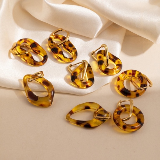 Picture of Wholesale Exquisite Stylish Earrings, Amber 18K Gold Plated 304 Stainless Steel, Women's Eco-friendly PVD Gift Jewelry Supply