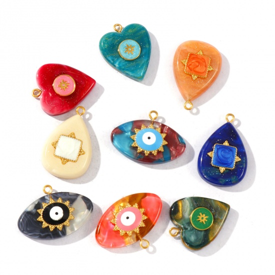 Picture of Eco-friendly PVD Waterproof Anti-Tarnish Hypoallergenic 304 Stainless Steel & Resin Charms Wholesale 18K Real Gold Plated