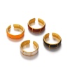 Bild von Großhandel Frauen Geschenk Emaille Offen Verstellbar Ring, 18K Vergoldet 304 Edelstahl, Umweltfreundliche PVD Exquisit Stilvoll Schmuckbedarf, 17mm (US Größe 6.5)