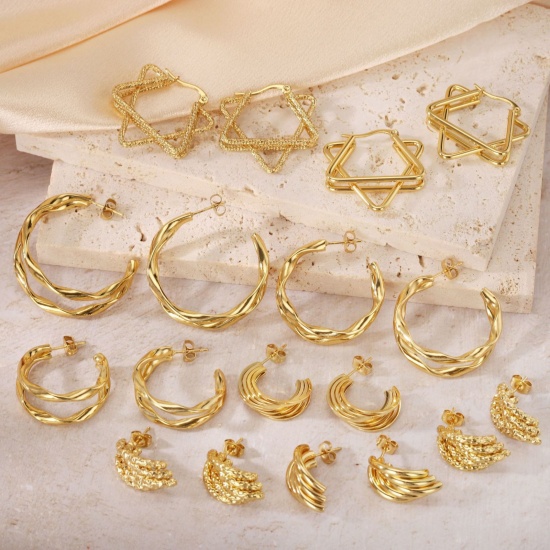 Picture of Wholesale Exquisite Stylish Hoop Earrings, Multicolor 304 Stainless Steel, Women's Eco-friendly Gift Jewelry Supply