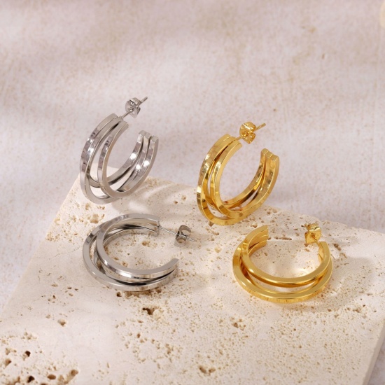Picture of Wholesale Exquisite Stylish Hoop Earrings, Multicolor 304 Stainless Steel, Women's Eco-friendly Gift Jewelry Supply