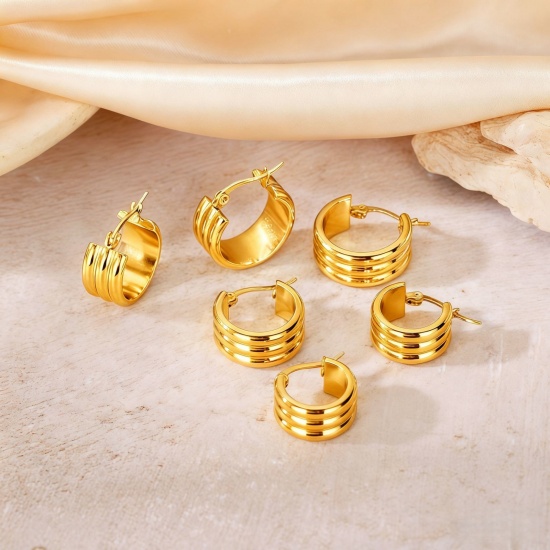 Picture of Wholesale Exquisite Stylish Hoop Earrings, Multicolor 304 Stainless Steel, Women's Eco-friendly Gift Jewelry Supply