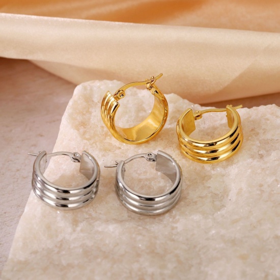 Picture of Wholesale Exquisite Stylish Hoop Earrings, Multicolor 304 Stainless Steel, Women's Eco-friendly Gift Jewelry Supply