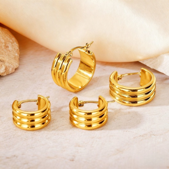 Picture of Wholesale Exquisite Stylish Hoop Earrings, Multicolor 304 Stainless Steel, Women's Eco-friendly Gift Jewelry Supply