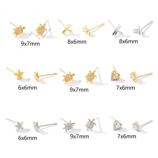 Picture of Wholesale Exquisite Stylish Ear Post Stud Earrings, Real Gold Plated Brass, Women's Eco-friendly Gift Jewelry Supply