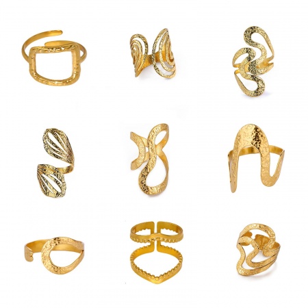 Picture of Wholesale Women's Gift Drawbench Open Adjustable Rings, 18K Gold Plated 304 Stainless Steel, Eco-friendly PVD Exquisite Stylish Jewelry Supply