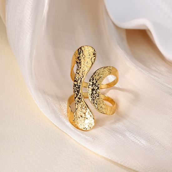 Picture of Wholesale Women's Gift Drawbench Open Adjustable Rings, 18K Gold Plated 304 Stainless Steel, Eco-friendly PVD Exquisite Stylish Jewelry Supply