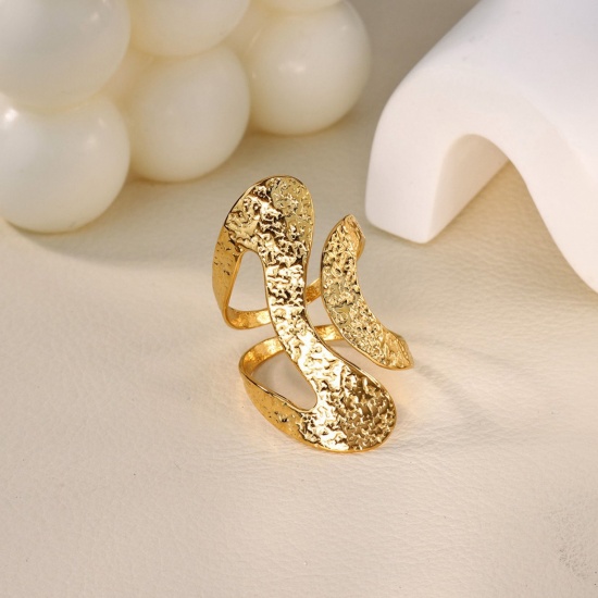 Picture of Wholesale Women's Gift Drawbench Open Adjustable Rings, 18K Gold Plated 304 Stainless Steel, Eco-friendly PVD Exquisite Stylish Jewelry Supply