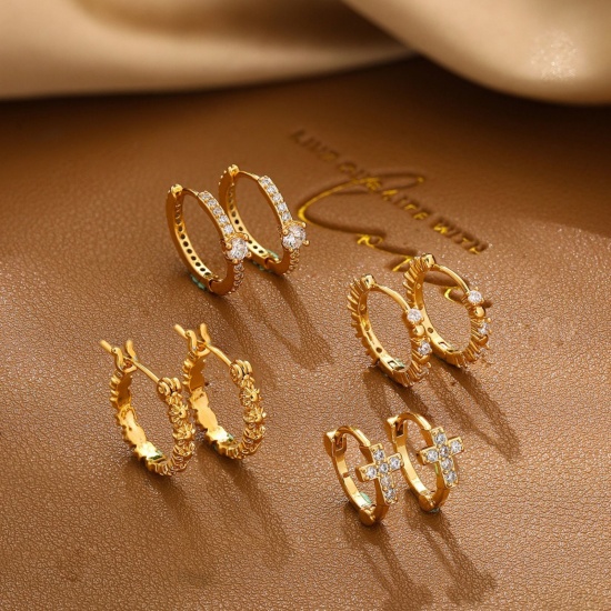 Picture of Wholesale Exquisite Stylish Huggie Hoop Earrings, 304 Stainless Steel, Women's Eco-friendly PVD Gift Jewelry Supply