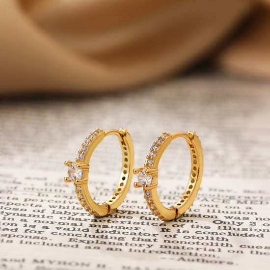 Picture of Wholesale Exquisite Stylish Huggie Hoop Earrings, 304 Stainless Steel, Women's Eco-friendly PVD Gift Jewelry Supply