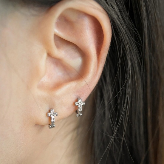 Picture of Wholesale Exquisite Stylish Huggie Hoop Earrings, 304 Stainless Steel, Women's Eco-friendly PVD Gift Jewelry Supply