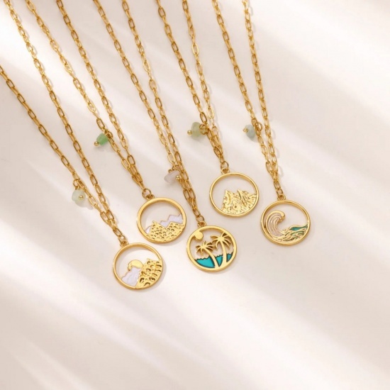 Picture of Wholesale Pendant Charm Necklace, 18K Gold Plated 304 Stainless Steel Women's Eco-friendly PVD Exquisite Stylish Gift Jewelry For Retailer, 40cm(15.7") + 5cm(2") long