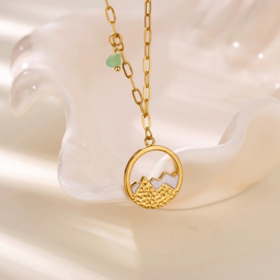 Picture of Wholesale Pendant Charm Necklace, 18K Gold Plated 304 Stainless Steel Women's Eco-friendly PVD Exquisite Stylish Gift Jewelry For Retailer, 40cm(15.7") + 5cm(2") long