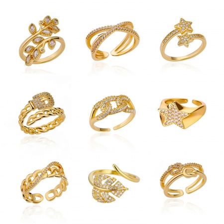 Picture of Wholesale Women's Gift Clear Rhinestone Open Adjustable Rings, Multicolor 304 Stainless Steel, Eco-friendly Exquisite Stylish Jewelry Supply