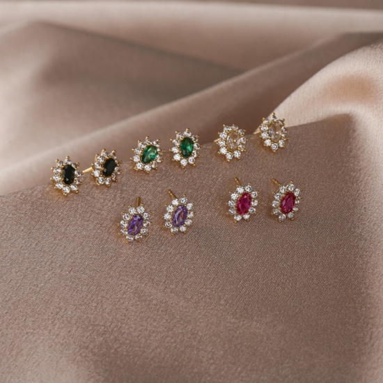 Picture of Wholesale Flower Necklace & Earrings, 18K Gold Plated Brass & Rhinestone Women's Exquisite Stylish Gift Jewelry For Retailer