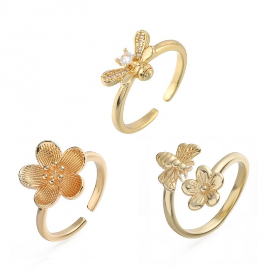Picture of Wholesale Women's Gift Open Adjustable Rings, 18K Gold Plated Brass, Exquisite Stylish Jewelry Supply