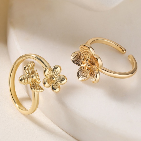 Picture of Wholesale Women's Gift Open Adjustable Rings, 18K Gold Plated Brass, Exquisite Stylish Jewelry Supply