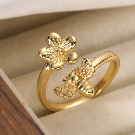Picture of Wholesale Women's Gift Open Adjustable Rings, 18K Gold Plated Brass, Exquisite Stylish Jewelry Supply