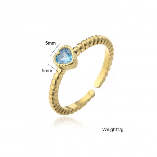 Bild von Großhandel Frauen Geschenk Herz Offen Verstellbar Ring, 18K Vergoldet Messing + Kubisch Zirkonia, Valentinstag Stilvoll Schmuckbedarf