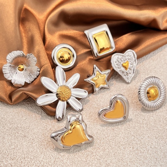 Picture of Wholesale Women's Gift Two Tone Open Adjustable Rings, Silver Tone & 18K Gold Plated 304 Stainless Steel, Eco-friendly PVD Exquisite Stylish Jewelry Supply