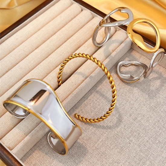 Immagine di 304 Acciaio Inossidabile Aprire Braccialetti All'Ingrosso, Multicolore PVD Ecologica, Donne Squisito Elegante Regalo Fornitura di Gioielli, 1 Pz