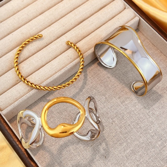 Immagine di 304 Acciaio Inossidabile Aprire Braccialetti All'Ingrosso, Multicolore PVD Ecologica, Donne Squisito Elegante Regalo Fornitura di Gioielli, 1 Pz