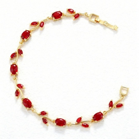 Picture of Wholesale Leaf Brass & Rhinestone Bracelets, Multicolor Women's Pastoral Style Stylish Gift Jewelry Supply, 19cm(7.5") long