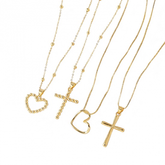 Picture of Wholesale Pendant Charm Necklace, 18K Gold Plated Brass Women's Exquisite Stylish Gift Jewelry For Retailer, 45cm(17.7") + 5cm(2") long