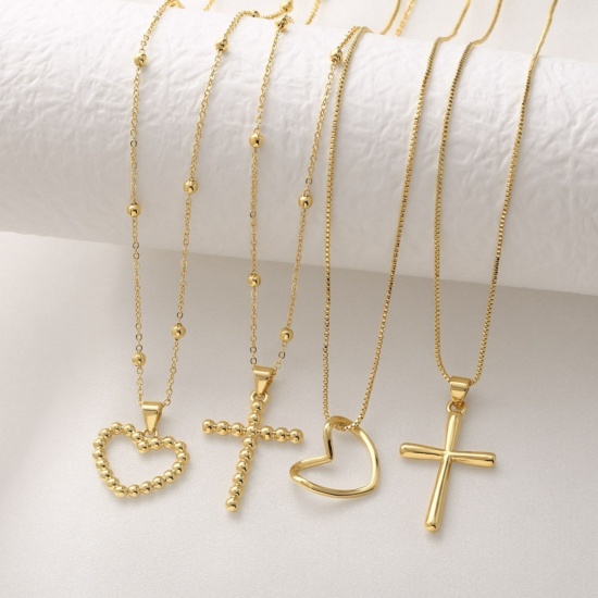 Picture of Wholesale Pendant Charm Necklace, 18K Gold Plated Brass Women's Exquisite Stylish Gift Jewelry For Retailer, 45cm(17.7") + 5cm(2") long