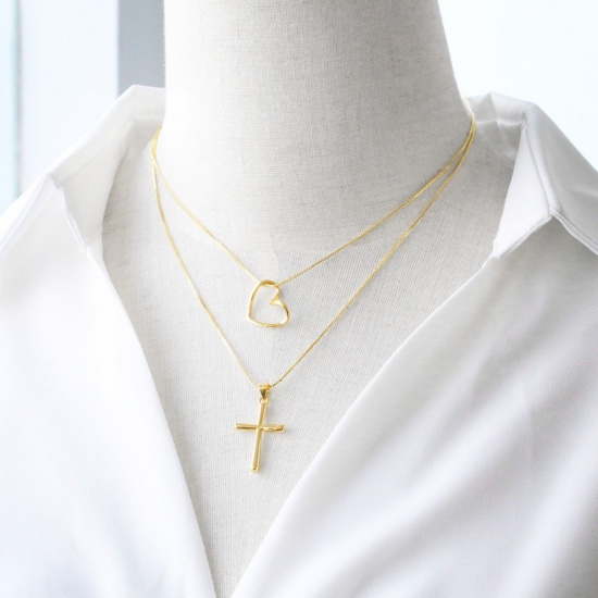 Picture of Wholesale Pendant Charm Necklace, 18K Gold Plated Brass Women's Exquisite Stylish Gift Jewelry For Retailer, 45cm(17.7") + 5cm(2") long