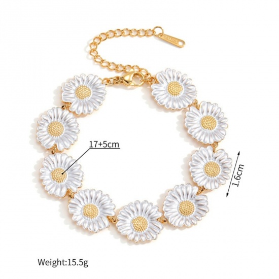 Picture of Wholesale 304 Stainless Steel Bracelets, 18K Gold Plated Eco-friendly PVD, Women's Ins Style Stylish Gift Jewelry Supply, 17cm(6.7") + 5cm(2") long