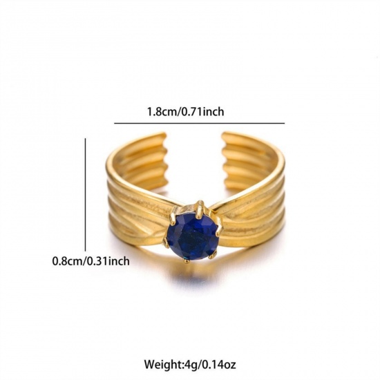Picture of Wholesale Women's Gift Open Adjustable Rings, 18K Gold Plated 304 Stainless Steel & Cubic Zirconia, Eco-friendly PVD Ins Style Stylish Jewelry Supply