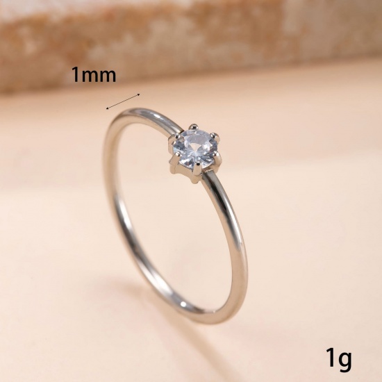 Immagine di Trasparente Strass Non Regolabile Anello All'Ingrosso, 304 Acciaio Inossidabile, Ecologico 1 Pz