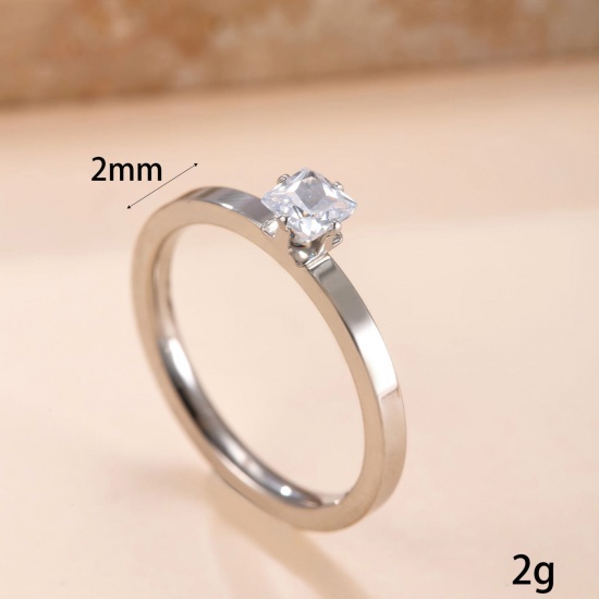 Immagine di Trasparente Strass Non Regolabile Anello All'Ingrosso, 304 Acciaio Inossidabile, Ecologico 1 Pz