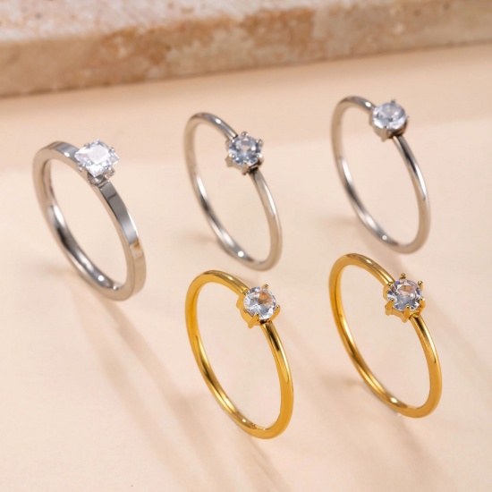 Immagine di Trasparente Strass Non Regolabile Anello All'Ingrosso, 304 Acciaio Inossidabile, Ecologico 1 Pz
