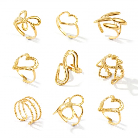 Picture of Wholesale Women's Gift Open Adjustable Rings, 18K Gold Plated 304 Stainless Steel, Eco-friendly PVD Exquisite Stylish Jewelry Supply