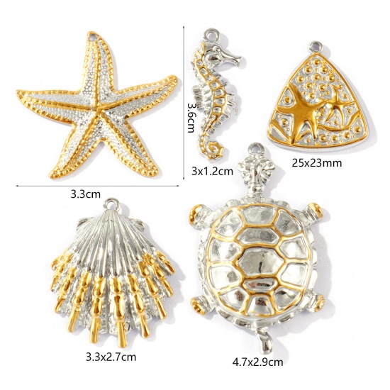 Picture of Eco-friendly PVD Waterproof Anti-Tarnish Hypoallergenic 304 Stainless Steel Ocean Jewelry Charms Wholesale 18K Real Gold Plated & Silver Tone Two Tone