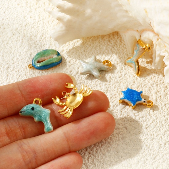 Picture of Eco-friendly PVD Waterproof Anti-Tarnish Hypoallergenic 304 Stainless Steel Ocean Jewelry Charms Wholesale 18K Real Gold Plated