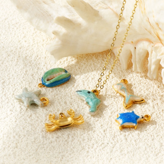 Picture of Eco-friendly PVD Waterproof Anti-Tarnish Hypoallergenic 304 Stainless Steel Ocean Jewelry Charms Wholesale 18K Real Gold Plated