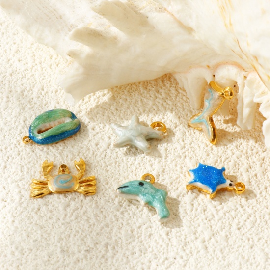 Picture of Eco-friendly PVD Waterproof Anti-Tarnish Hypoallergenic 304 Stainless Steel Ocean Jewelry Charms Wholesale 18K Real Gold Plated