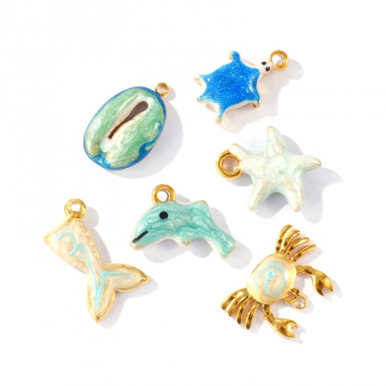 Picture of Eco-friendly PVD Waterproof Anti-Tarnish Hypoallergenic 304 Stainless Steel Ocean Jewelry Charms Wholesale 18K Real Gold Plated