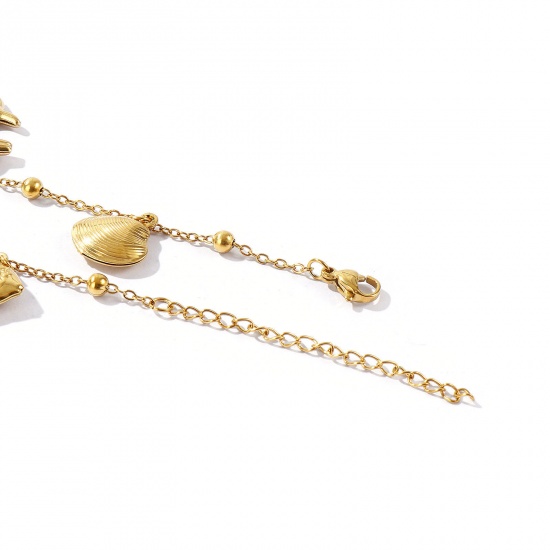 Picture of Wholesale 304 Stainless Steel Station Anklet, 18K Real Gold Plated Eco-friendly PVD, Women's Ocean Jewelry Stylish Gift Jewelry Supply, 21cm(8.3") + 5cm(2") long