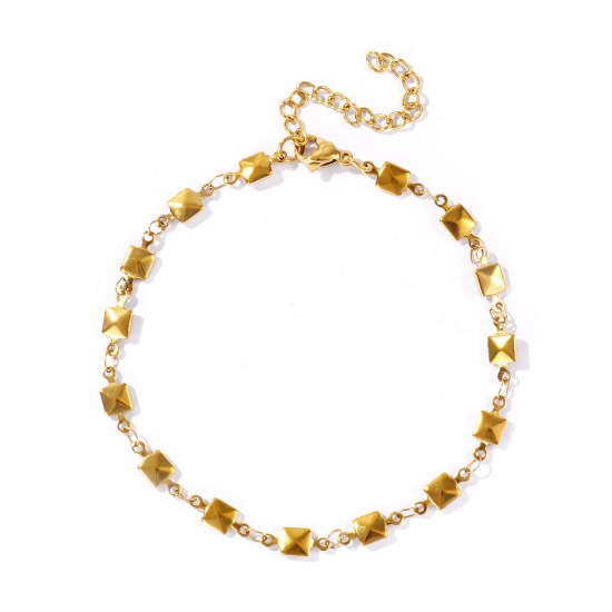 Picture of Wholesale 304 Stainless Steel Handmade Link Chain Anklet, 18K Real Gold Plated Eco-friendly PVD, Women's Simple & Casual 21cm(8.3") long